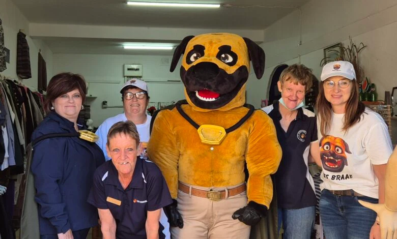 Braaf the Boerboel mascot with community members at Ons Winkel Amanzimtoti